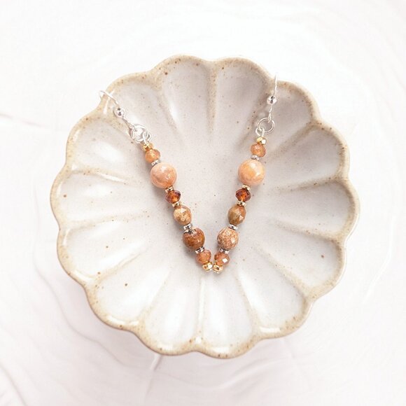 Sterling Silver Autumn Gemstone Handmade Drop Earrings - Picture 4 of 10